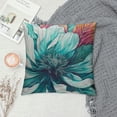 thumbnail image 2 of PRATYUS  Throw Pillow Cases Cozy Fleece Colorful Dahlia Flower Simple Strokes Flora Background Decorative Cushion Covers for Couch Bed Sofa Farmhouse Decoration Teal Grey 20x20in, 2 of 5