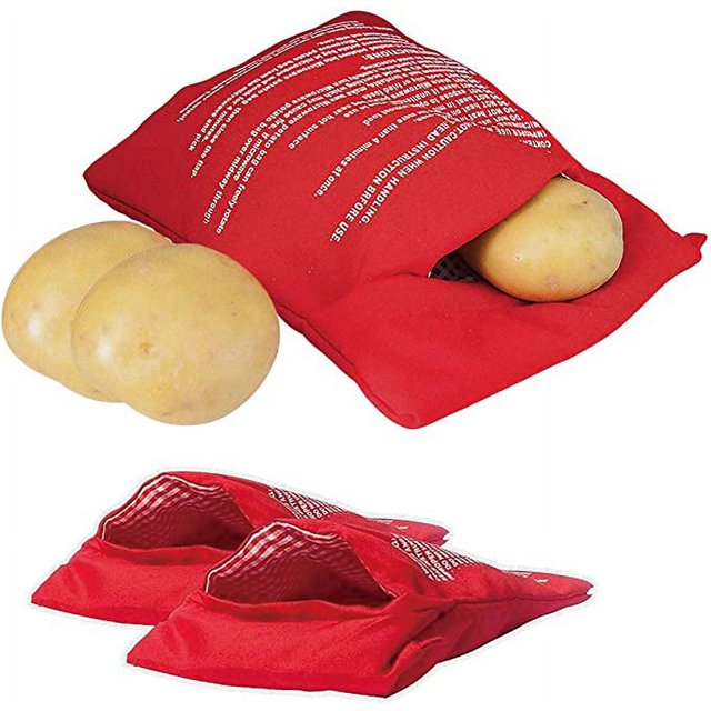 Apto para microondas, lavable y reutilizable para patatas, maíz mongol, pan del día, tortillas, rojo 20*25 cm (2 sobres) oso de fresa Electrónica