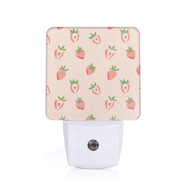 Balery Strawberries Luz Nocturna LED con Sensor Automático, Enchufe con Sensor Crepuscular, Luz Suave de 0.5W para Dormitorio, Pasillo, Baño-US