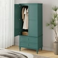 thumbnail image 4 of HLR 71" Tall Modern Wood Armoire Wardrobe Closet, Freestanding Cabinet with Hanging Rod for Bedroom, Green, 4 of 12