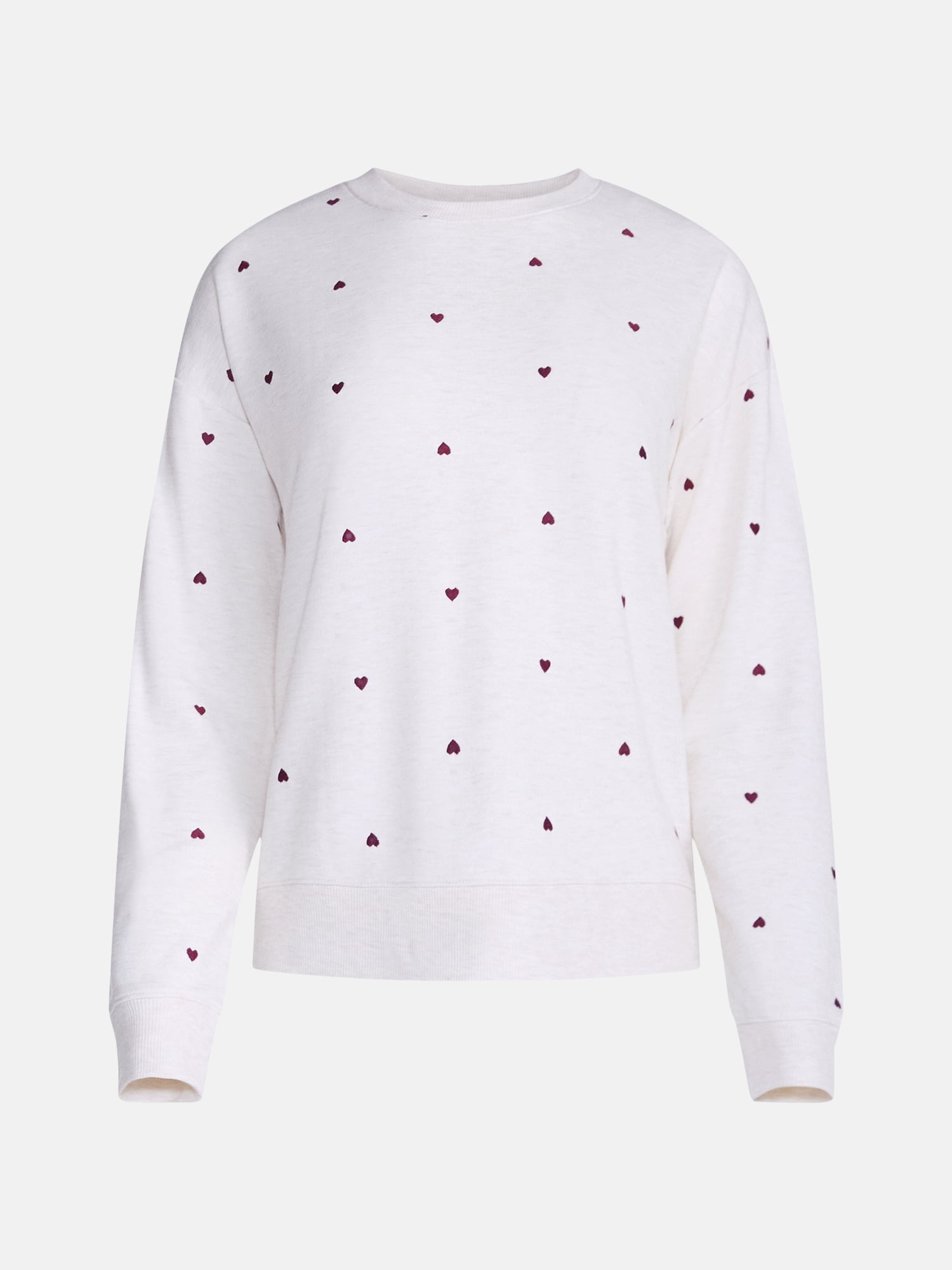 Joyspun Women's Fleece Lounge Sleep Top with Long Sleeves, Sizes XS-3X