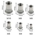 thumbnail image 3 of Kit surtido de tuercas de remache de 165 piezas, cabeza de remache de cabeza plana de acero inoxidable 304 M3 M4 M5 M5 M8 M8 M10 Tuercas de remache roscadas para decoración de muebles automotrices, 3 of 5