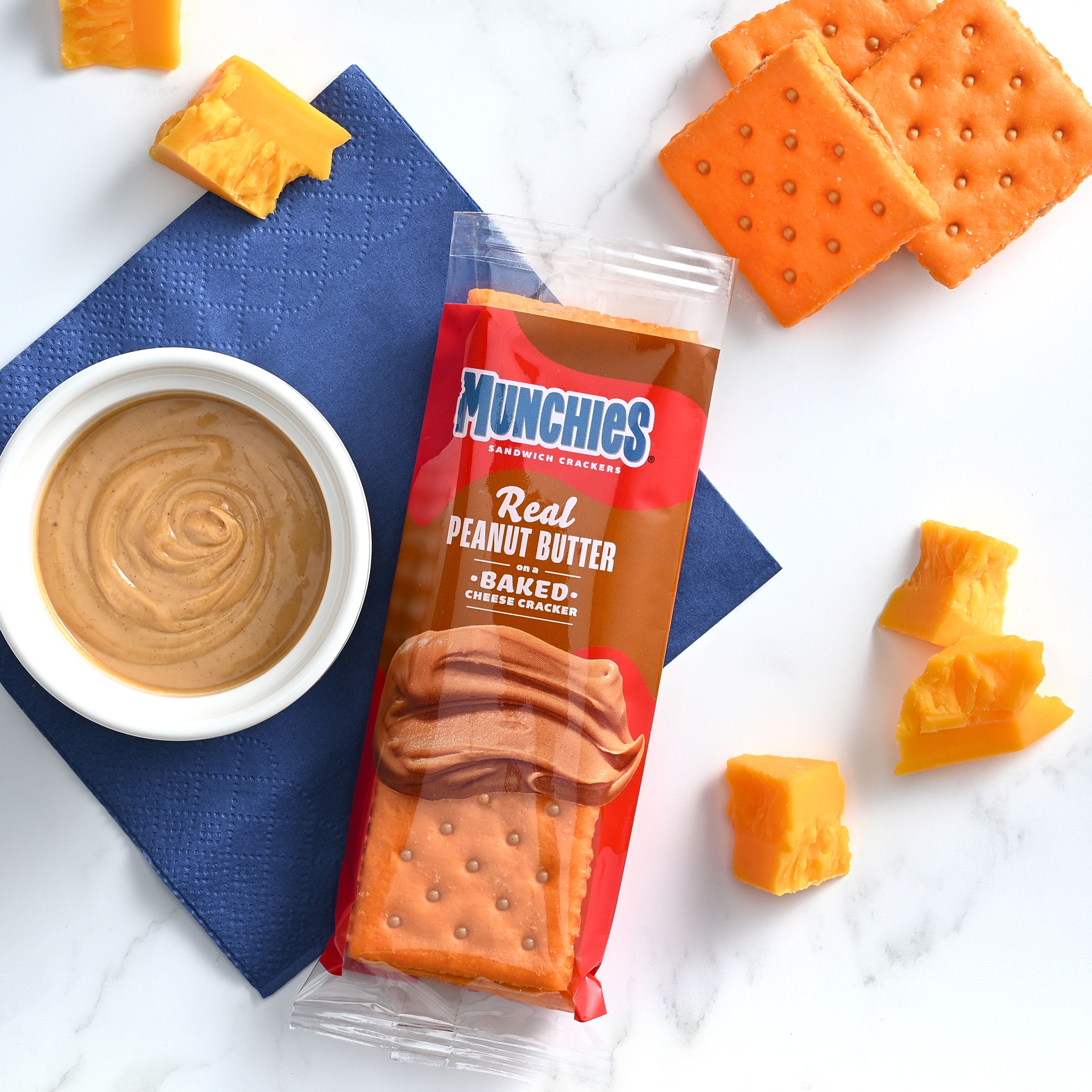 Munchies Peanut Butter on Baked Cheese Crackers, 1.42 oz Bag