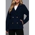 thumbnail image 3 of Women's Classic Soft Felt Short Peacoat Long Sleeve Solid Coat, 3 of 6