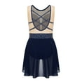 thumbnail image 4 of TiaoBug Kids Girls Sparkly Rhinestone Ballet Dance Dress Skirted Leotard Lyrical Latin Dance Costume Navy Blue 16, 4 of 7