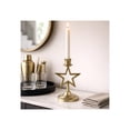 thumbnail image 2 of Star Taper Candle Holder for Table Centerpiece - Boho Metal Candlestick Holder for Living Room, Kitchen, Mantel and Console Decor -  Aluminum Pillar Candle Accent for Bathroom Display - 9", Gold, 2 of 14