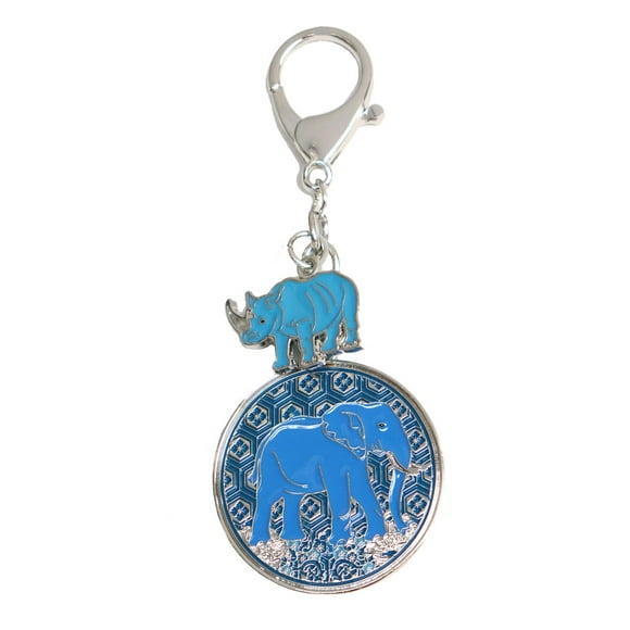 Feng Shui Anti Robbery Amulet with Blue Rhino & Elephant