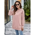 thumbnail image 3 of Women Sweatshirts Trendy Fleece Crewneck Sweatshirt Casual Loose Pullover Tops Comfy Fall Outfits Pink L, 3 of 7