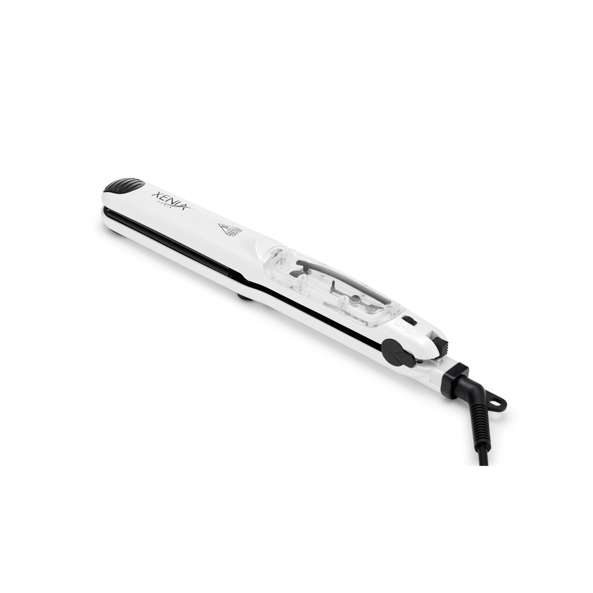 Xenia Paris 1.25" Ceramic Steamer Flat Iron with Argan Infuser-White