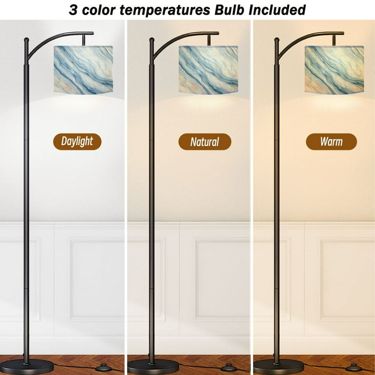 Arc Floor Lamps Marble rock texture blue ink pattern liquid