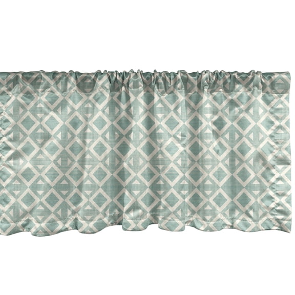 Ambesonne Abstract Window Valance, Retro Triangle Pattern, 54" X 12", Seafoam and Off White
