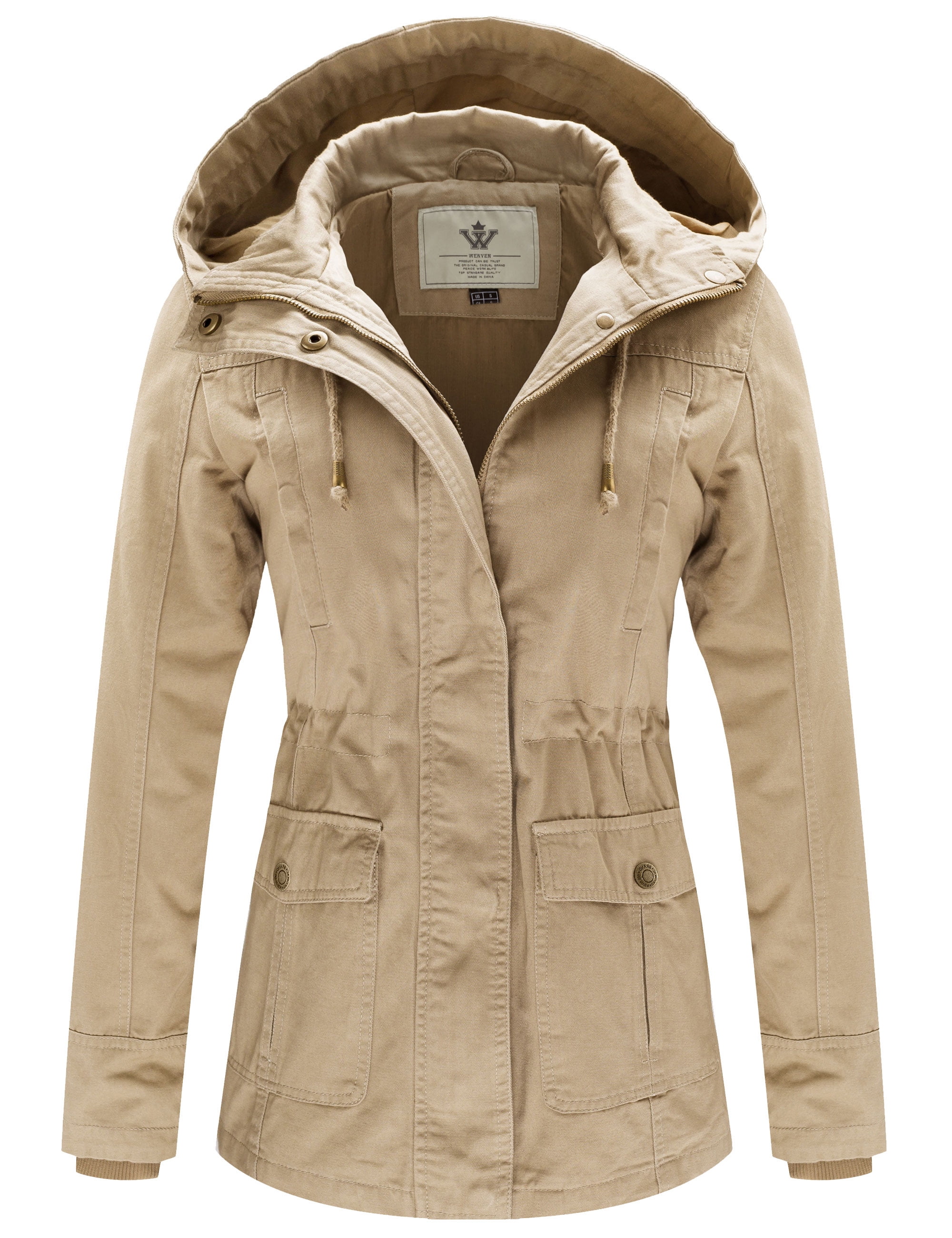 bevind zich Inschrijven Rustiek WenVen Women's Lightweight Cotton Casual Military Coat Anorak Jacket (Khaki,  XL) - Walmart.com