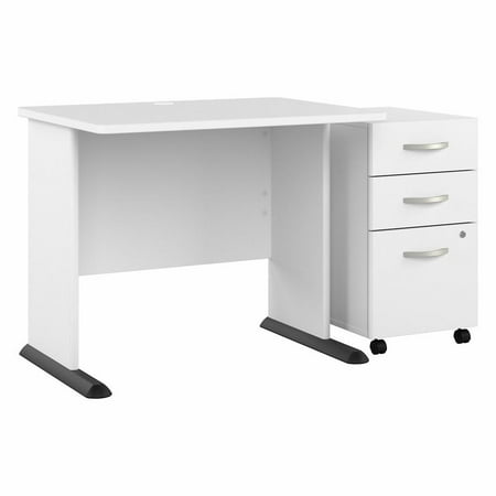 UPC: 0042976191870 | Bush Furniture Bush Business Furniture Studio A 36W Small Computer Desk with 3 Drawer Mobile File Cabinet in White