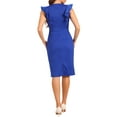 thumbnail image 3 of INSPIRE CHIC Women's Ruffles V Neck Split Sleeveless Work Sheath Dress XS Royal Blue, 3 of 5