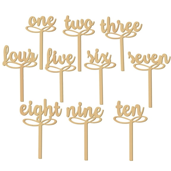 DECOMELODY 10Pcs Wedding Table Numbers on Sticks Light Brown for Marking Tables Home Use