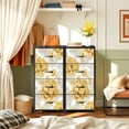 thumbnail image 6 of 4 Drawer Vertical Storage Dresser peony flowers imitates traditional Chinese ink painting with Wood Top Fabric Pull Drawers, 6 of 8