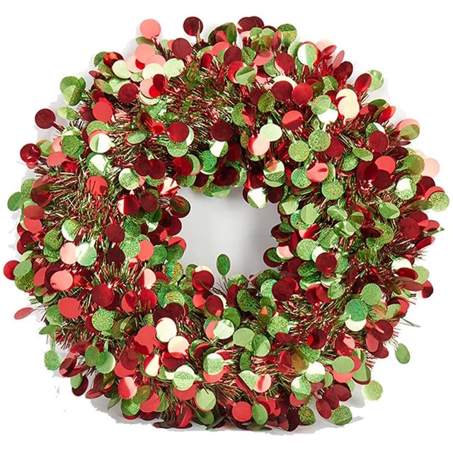Guirnalda de Navidad artificial de pino rojo verde de plástico Decoración de manto de corona de Navidad para interiores al aire libre (Navidad verde rojo) Namotu WRJM-397