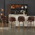 thumbnail image 4 of TEWLOSS 26" Swivel Counter Height Bar Stools Set of 6, Brown Leather Farmhouse Kitchen Stools, 4 of 8