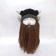 thumbnail image 2 of Mens Beard Hats Beanie Horn Hat Winter Warm Mask Knitted Wool Funny Hats for Men, 2 of 5