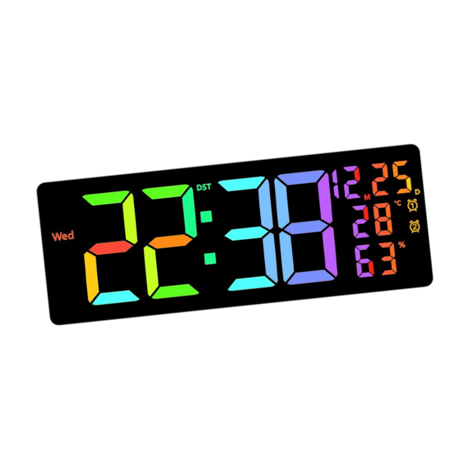 deevoka LED Digital Wall Clock Calendar 12/24H  degreeF/ degreeC Switchable Auto Dimming Date Week