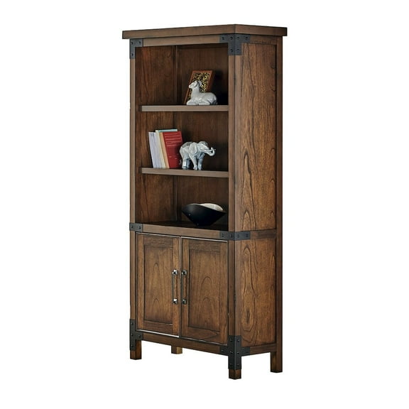 Rustic Open Wood Bookcase Office Shelving Storage Cabinet Fully Assembled Brown