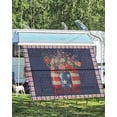 thumbnail image 4 of 4th of July RV Awning Sun Shade Screen 9'X15.3' Patriotic American Flag Mesh Sunscreen Floral Vase Star Freedom Awning Shade Screen with Zipper UV Blocker Completed Kits for RV Motorhome Camper, 4 of 7
