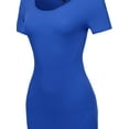 thumbnail image 4 of A2Y Women's Solid Fitted Classic Short Sleeve Premium Cotton Midi Dress Sapphire S, 4 of 5
