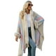 thumbnail image 2 of Capa con capucha para mujer, chal de punto con borlas a rayas de moda para otoño e invierno, 2 of 6