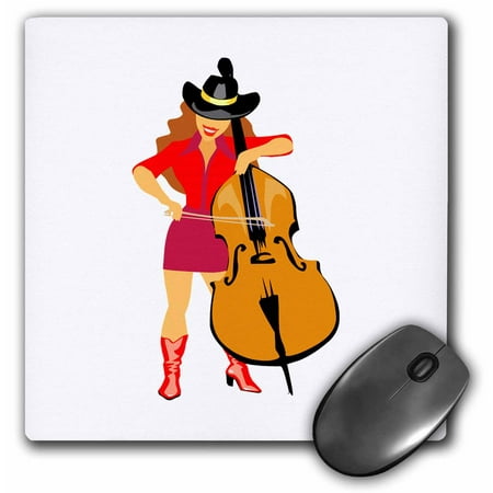 3dRose bass upright player cowgirl red - Mouse Pad, 8 by