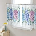 thumbnail image 3 of Sheer Curtains 45 inches Long, Summer Hydrangea Floral Eucalyptus Leaves Butterfly Grey Plaid Light Filtering Sheer Window Curtains Rod Pocket Voile Drapes for Living Room, 52"Wx45"L 2 Panels, 3 of 7