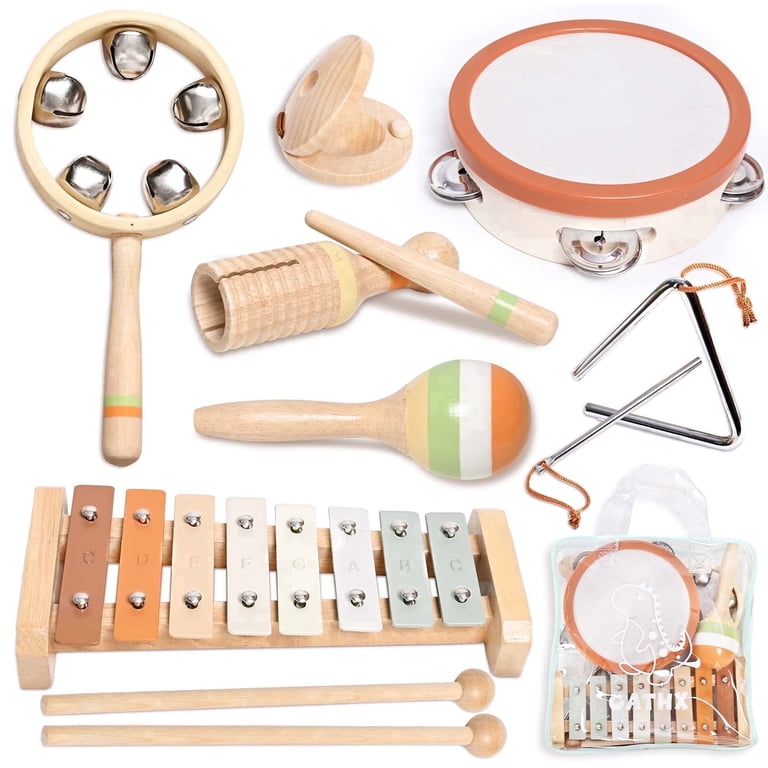OATHX Wooden Xylophone & Tambourine Set, 7-Piece photo 1