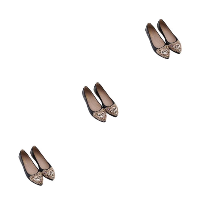 Qarigey 1 par de mocasines de diamantes de imitación para el tiempo libre, zapatos de fiesta para niñas, zapatillas de Ballet con punta Type1 NO1
