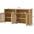 thumbnail image 2 of LKTART Rattan Sideboard Buffet Cabinet,63" Coffee Bars Cabinet with 4 Doors & Open Storage Shelves,Modern Credenza Console Table for Living Room, Kitchen,Entryway,Natural, 2 of 10
