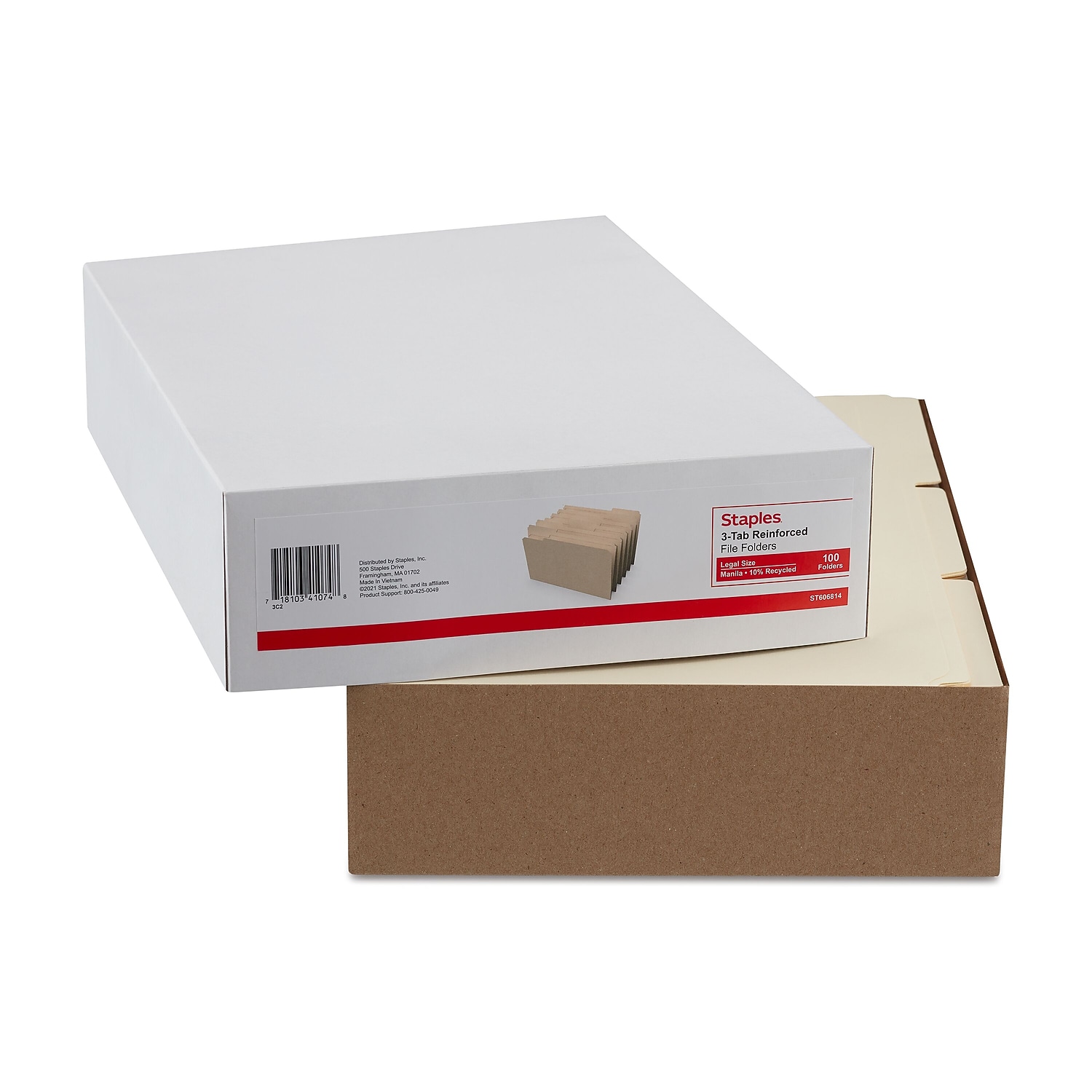 MyOfficeInnovations Manila File Folders w/ Reinforced Tabs 3 Tab Legal 100/Box 606814