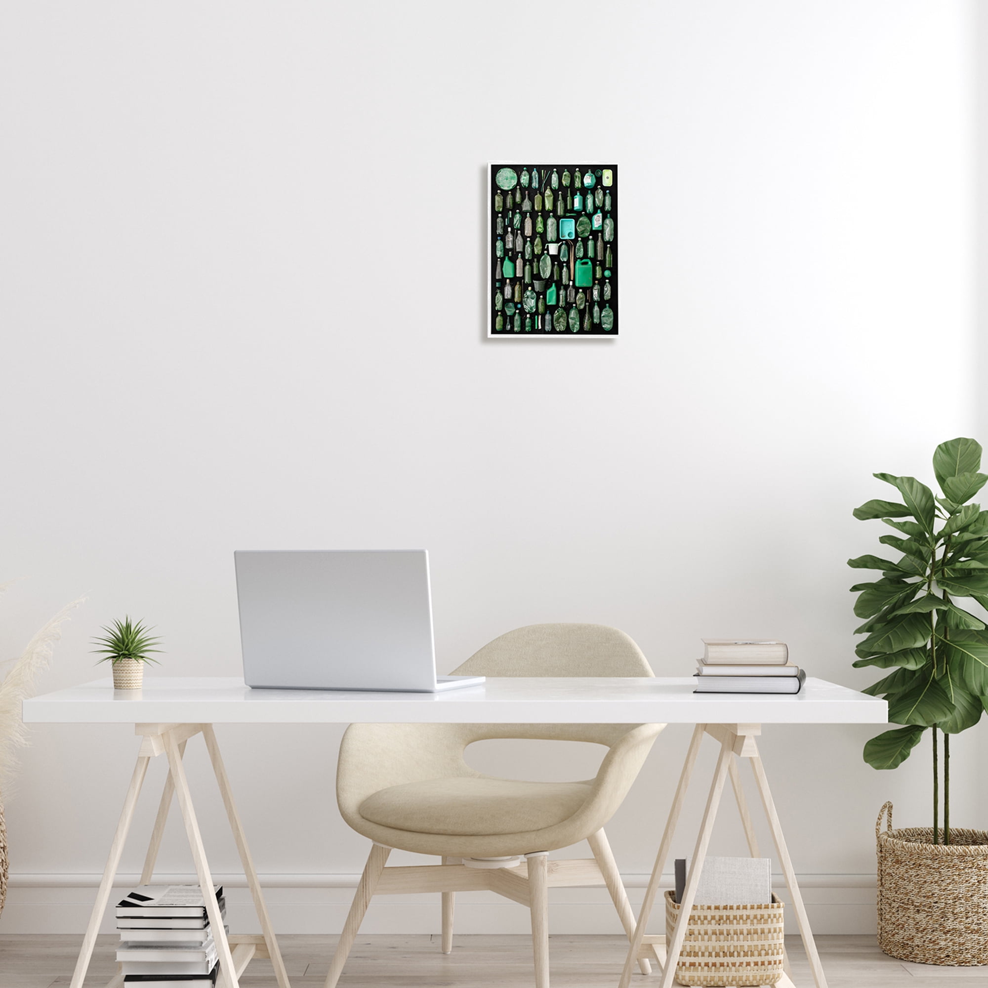 Stupell Industries Modern Plastic Waste Jetsam Various Green Bottles Framed Wall Art, 11 x 14, Design by Barry Rosenthal