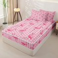 thumbnail image 2 of Erosebridal Tropical Dot Zipper Queen Comforter Set with Fitted Sheet and 2 Pillowcases,Pink Flamingo White Polka Dot Print Zipper Bedding Set For Girls,Pink Reversible,4 Pieces, 2 of 7