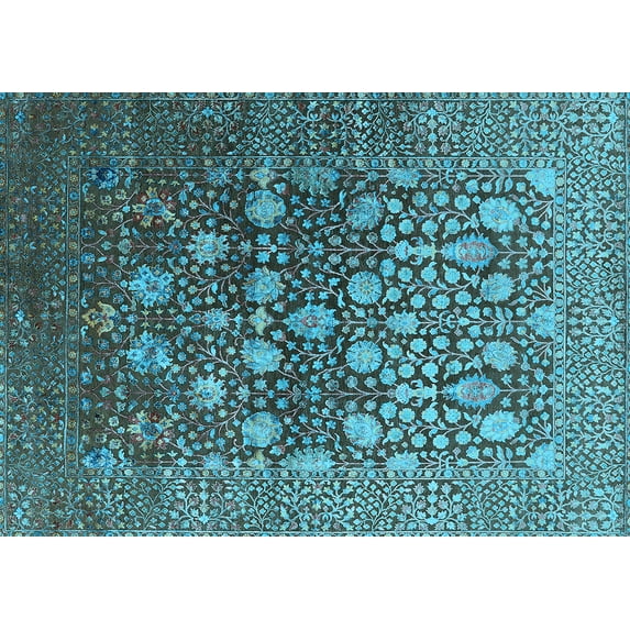 Ahgly Company Indoor Rectangle Oriental Light Blue Industrial Area Rugs, 2' x 4'