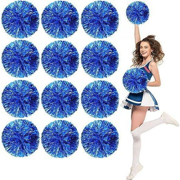 SHANJIA Cheerleader Pom Poms, 12 Pack Cheer Pom Pom Sports Dance Cheer Plastic Pom Poms Cheerleading for Sports Team Spirit Cheering