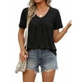 thumbnail image 2 of MOYIKO Womens T Shirts Short Sleeve Pleated Peplum Babydoll Summer Tops V Neck Dressy Casual Tunic, 2 of 7