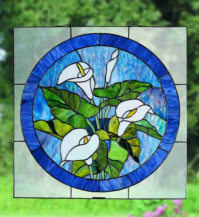 20"W X 20"H Calla Lily Stained Glass Window