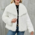 thumbnail image 2 of APEXFWDT Women's Faux Furry Coat Lapel Warm Cardigan Jacket Fluffy Long Sleeve Shaggy Outerwear for Winter Holiday Parties & Evening Dates,M,White, 2 of 8