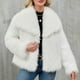 thumbnail image 1 of Chaqueta de abrigo cálida para mujer, de invierno, lisa, con cuello vuelto, 1 of 8