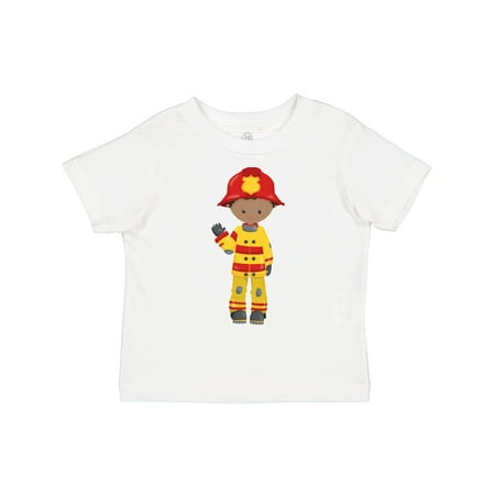 

Inktastic African American Boy Fireman Firefighter Helmet Gift Toddler Boy Girl T-Shirt