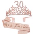 thumbnail image 1 of Kit de tiara con banda y diamantes de imitación para 30 cumpleaños, regalos de feliz 30 cumpleaños para ella, decoraciones de 30 cumpleaños para mujer, 1 of 5