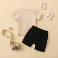 thumbnail image 5 of TOWED22 Toddler Boy Clothes Cartoon Cotton Summer Short Sleeve T-Shirt and Shorts Kids Outfit Set 2-7 Year(Beige,2-3 Years), 5 of 8