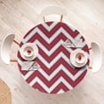thumbnail image 4 of Ambesonne Chevron Fitted Round Tablecloth, Art Abstract Zigzag Pattern, 45"- 56" Diameter, White Dark Pink and Black, 4 of 5