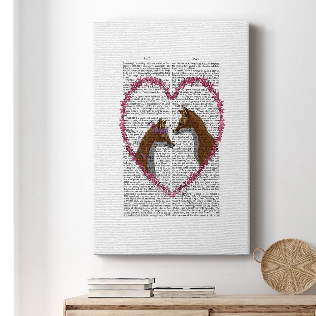Foxes in Pink Heart Premium Gallery Wrapped Canvas - Ready to Hang