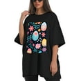 thumbnail image 4 of Plus Size Shirt for Women Black Tops for Women Oversized Short Sleeves Shirt for Women Easter 199 T Shirt Crewneck Shirt for Women L, 4 of 5