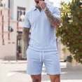 thumbnail image 2 of PIWHJQK 2 Piece Set Men Short Sleeve Shorts Workout Set Men's Solid Short Sleeve Elastic Waist Shorts 2 Piece Set Men Outfit Sets, 2 of 8