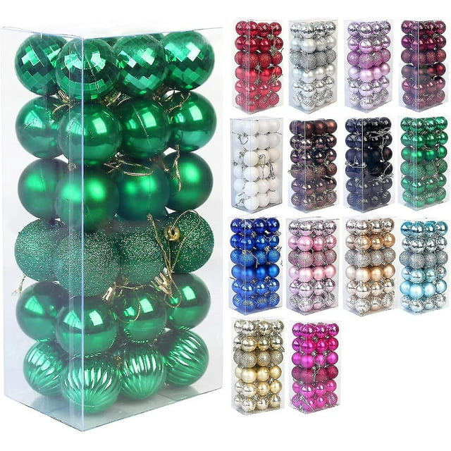 Bola de Navidad Bola de decoración de árbol de Navidad inastillable Adornos de bolas de Navidad Bola de decoración de fiesta de boda de vacaciones 1,6 "(4 cm) Juego de 36 piezas (azul